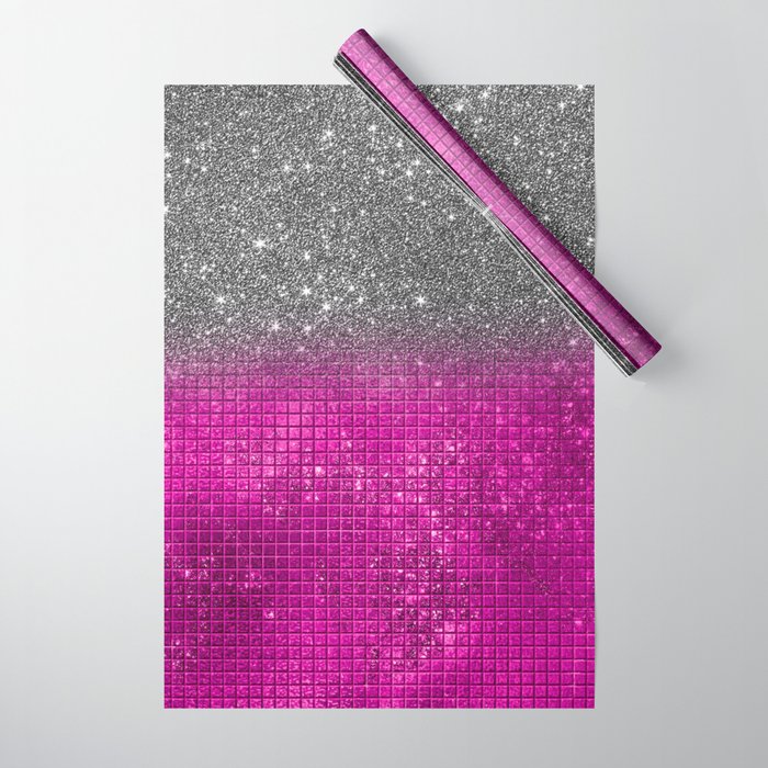 Hot Pink & Silver Gradient Wrapping Paper by Rose Gold